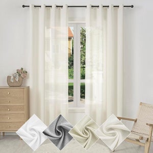 Voilage Fin SUNLIMEI 50x180 Cm - Blanc, Anti-UV, Avec œillets, Pour Fenêtre Chambre Ou Salon