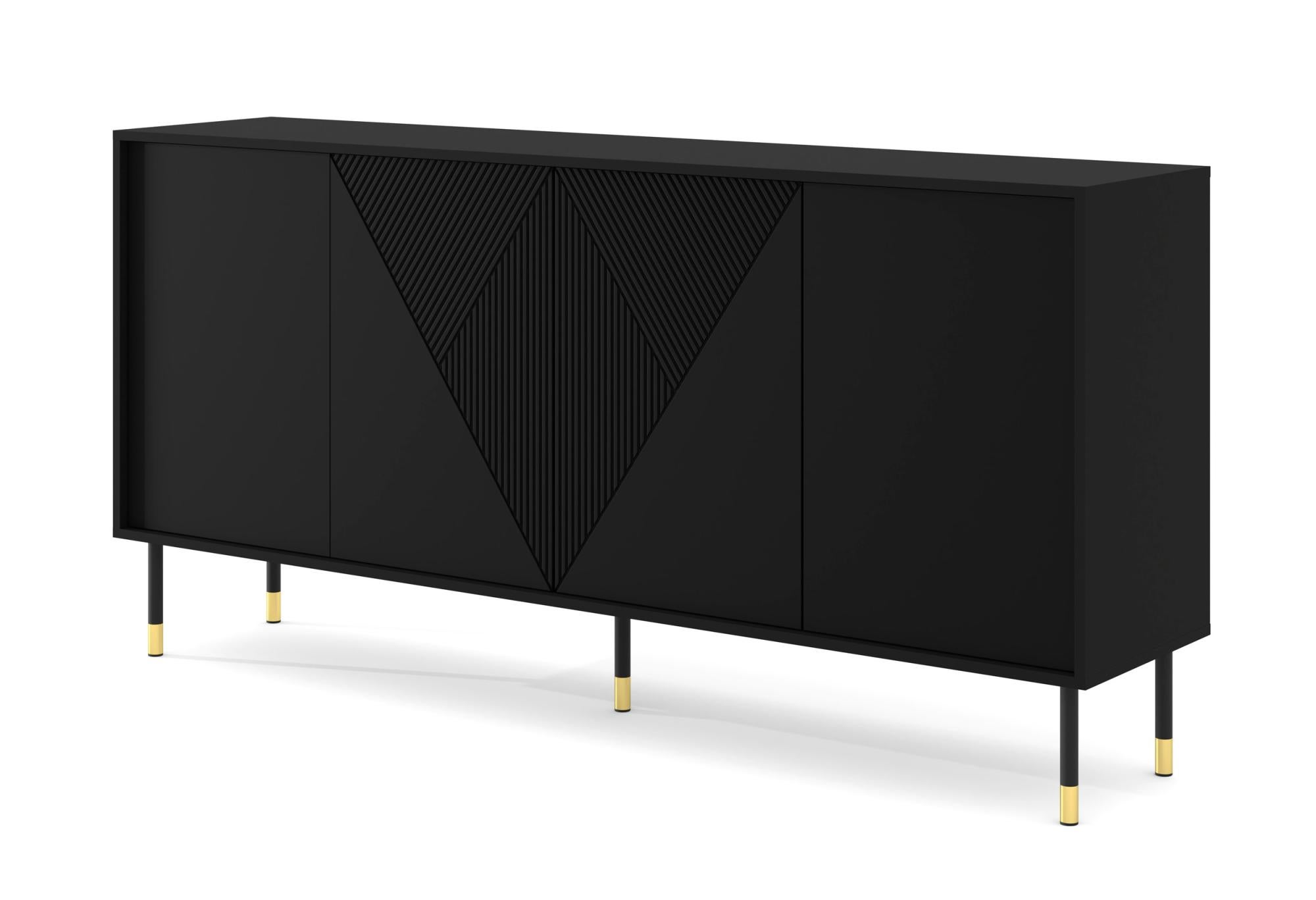 Commode WOODY 180 cm 4D fraisée noir mat | Leroy Merlin