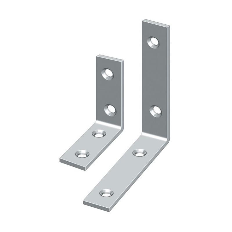 Equerre L.40mm B.10mm S.1,8mm Acier galvanisé, galvanisé jaune, étroit ...