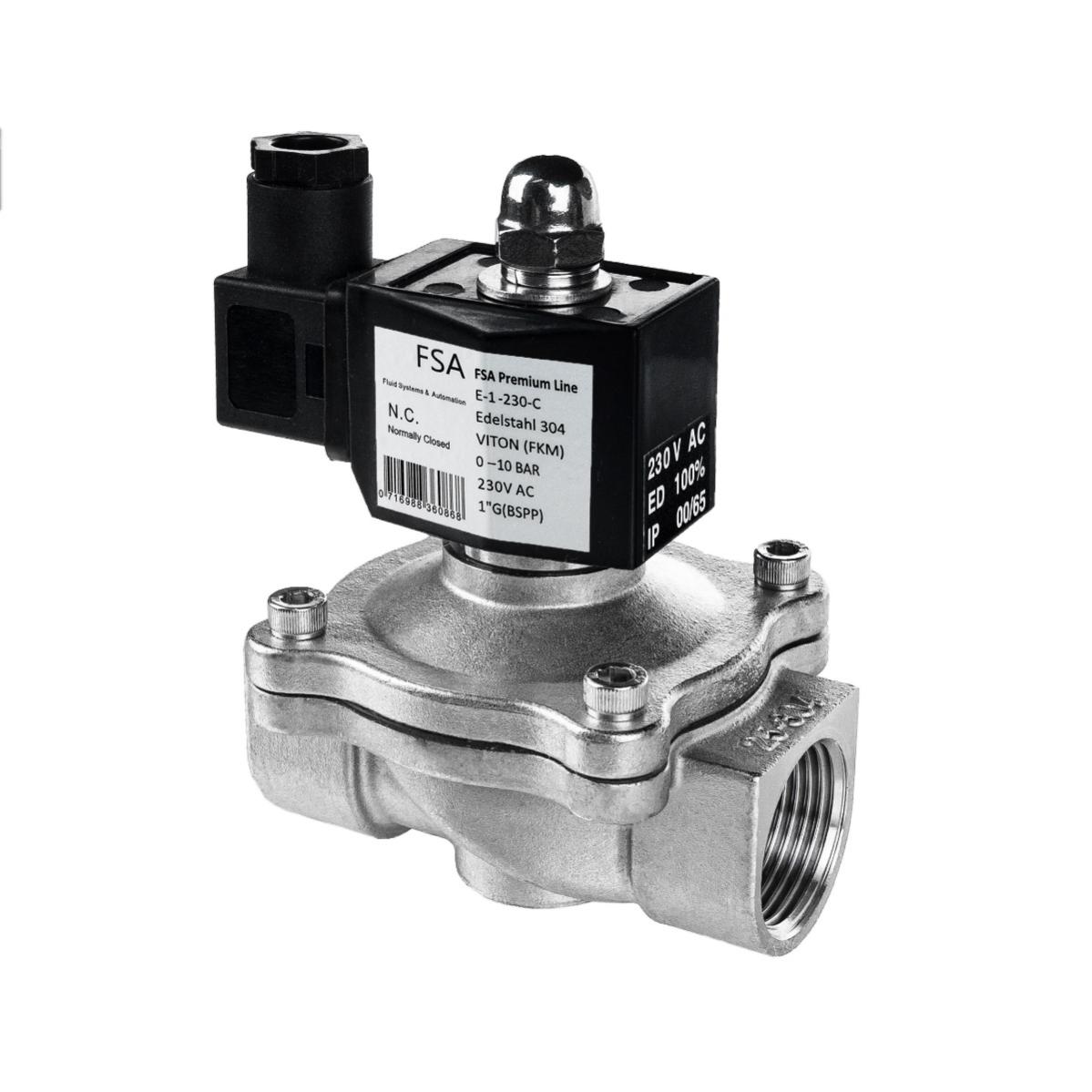 Vanne Vidange Eau Grise Camping Car Électrovanne FSA 2/2 Voies Laiton G3/4 230V - Joint Viton 10 Bar Vanne Magnétique 230V