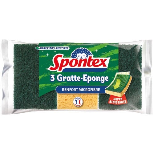 SPONTEX - Gratte Eponge Avec Renfort Microfibre Très Absorbant (lot De ...