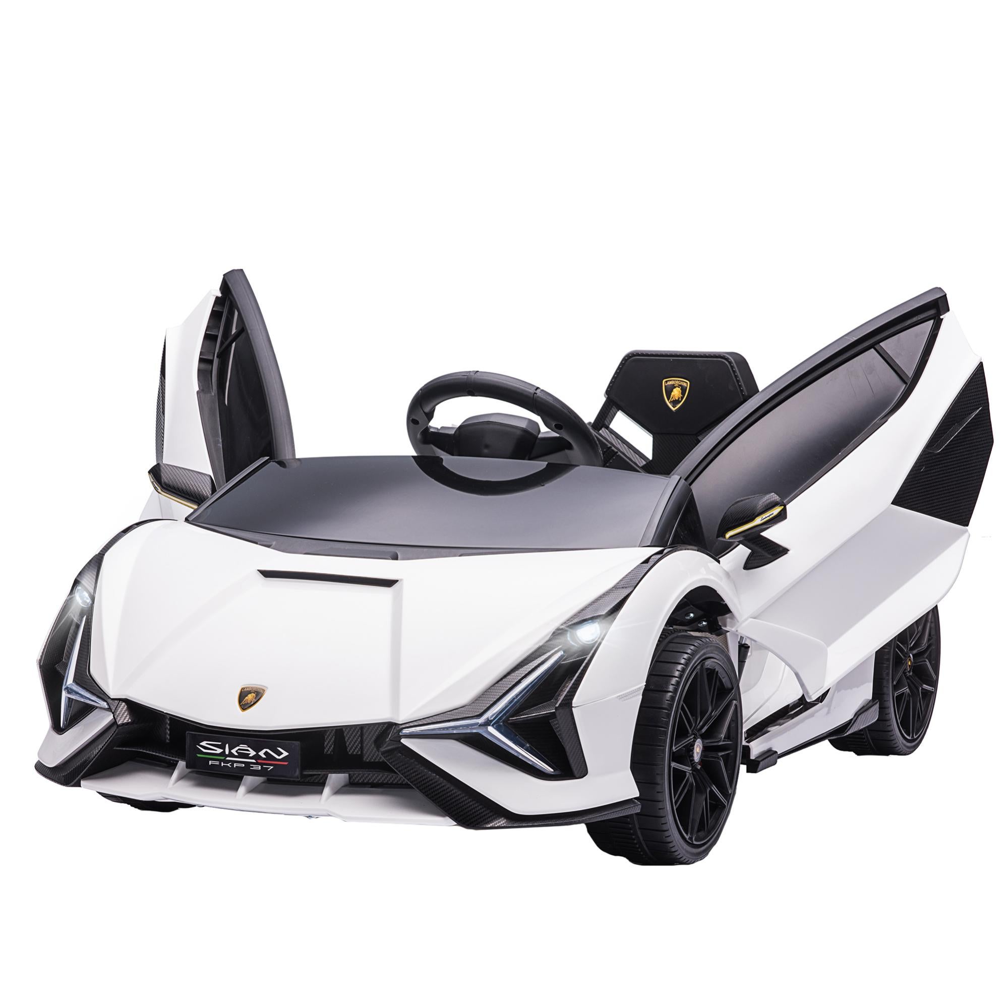 12V Voiture Electrique Enfants Lamborghini Avec Télécommande 2,4G,Enfants 3-8 Ans Avec Portes Papillon Led Musique Usb 3 5 Km H Blanc 96471533
