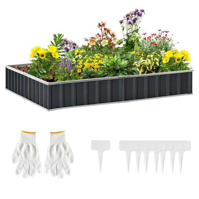 RELAX4LIFE Fioriera Da Esterno In Metallo, Mini Serra Per Orto Con Finestre Aiuola Senza Fondo Per Giardino Balcone Terrazza E Cortile Mini Serra 180 X 91 X 90 Cm 67176797 RELAX4LIFE Fioriera Da Esterno In Metallo, Mini Serra Per Orto Con Finestre Aiuola Senza Fondo Per Giardino Balcone Terrazza E Cortile Mini Serra 180 X 91 X 90 Cm 67176797