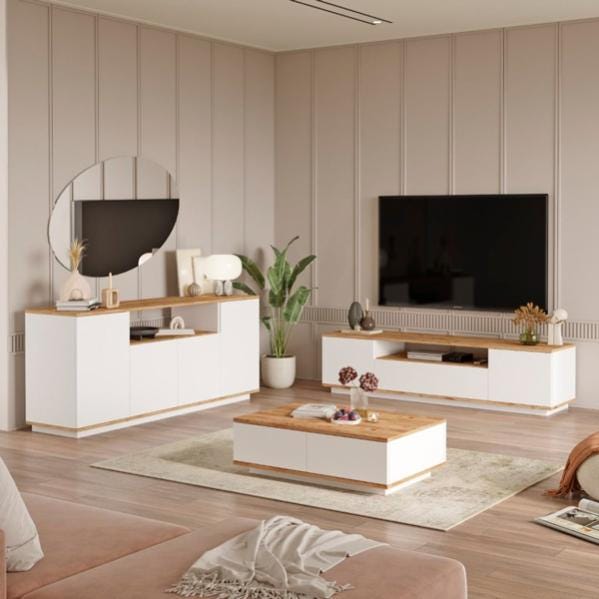 Tavolino Salotto Caffe Rettangolare Design Moderno Legno MDF 3 Ripiani Bianco | Leroy Merlin Tavolino Salotto Caffe Rettangolare Design Moderno Legno MDF 3 Ripiani Bianco | Leroy Merlin