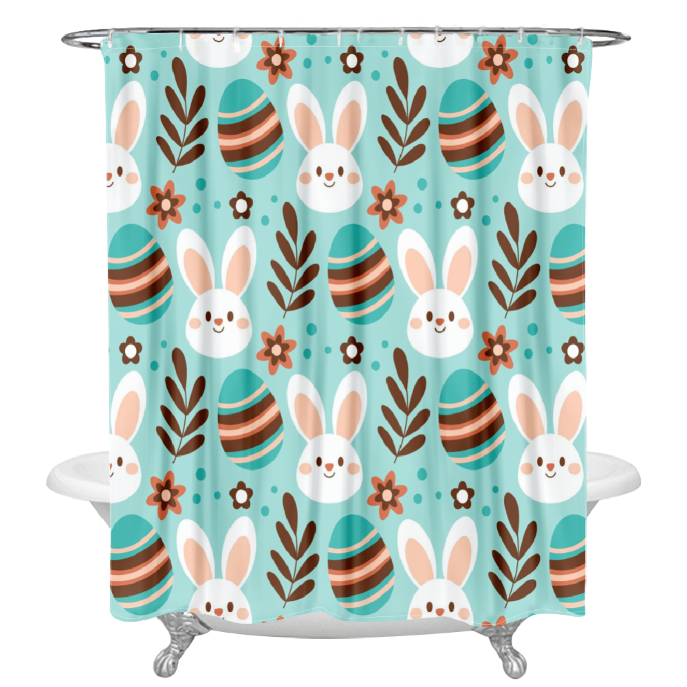 Rideau De Douche Pâques KEEPAEON - Caniche Imprimé - 183x183 Cm - 12 Crochets - Imperméable