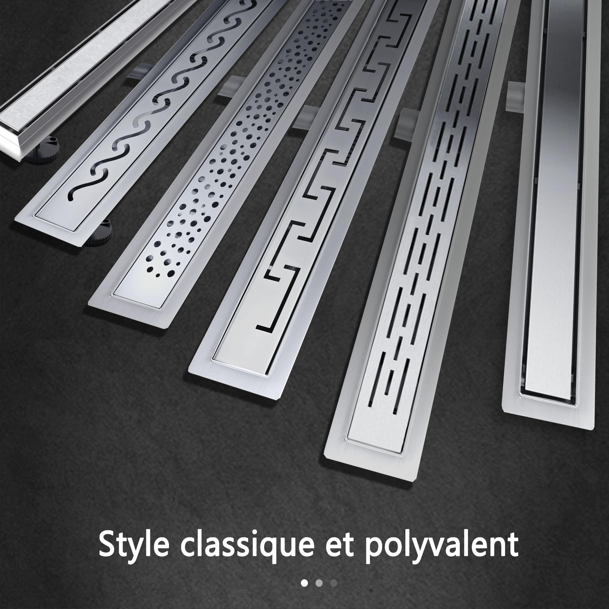 OCEAN caniveau de douche en acier inoxydable italien,réglable en hauteur avec désodorisant Style 130 cm - 4