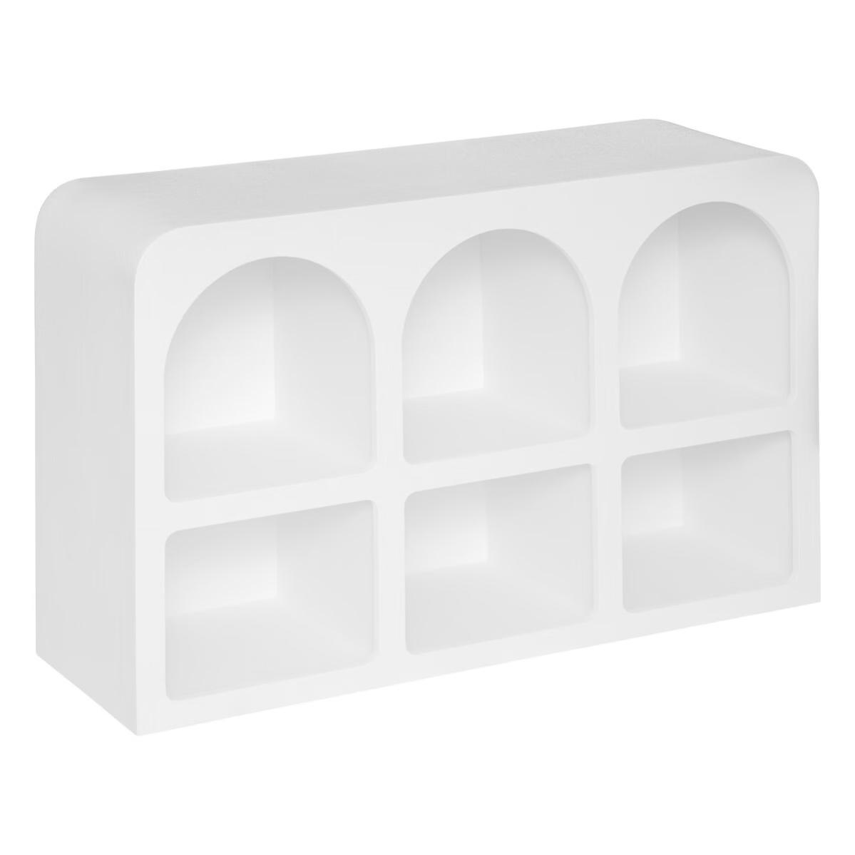 Meuble Etagère, bibliothèque avec 6 niches en bois coloris blanc ...