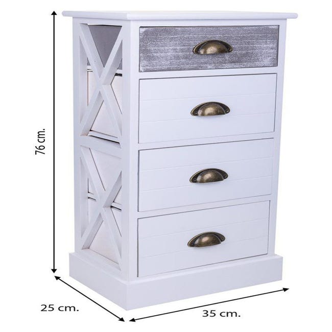 Chiffonnier 1 Tiroir, Gris Béton - 55x45x33,5 Cm - Bois D'ingénierie, Poignée Chromée - Rangement Chambre, Bureau