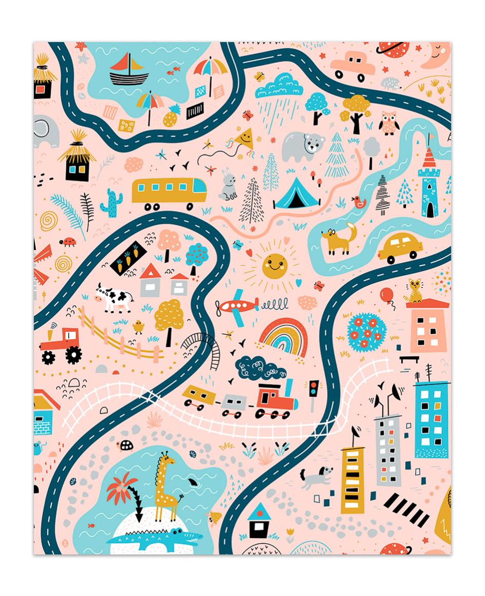 Alfombra vinílica infantil a05 rosa 200x200 pie de cama pvc interior exterior