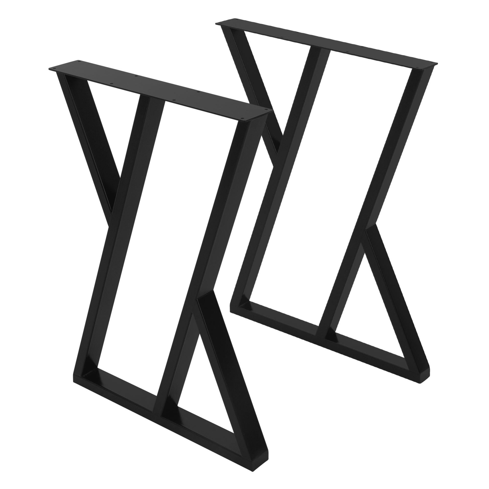 2 Pieds de table acier type X industiel piètement de meuble DIY noir