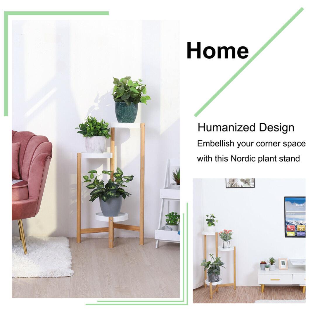 Porte Plante à 3 Niveaux Escalier Etagère Plantes sur Pieds Intérieur Extérieur pour Balcon - 6