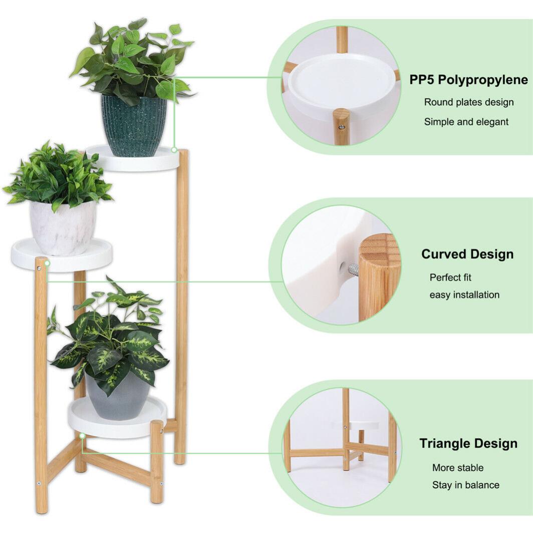 Porte Plante à 3 Niveaux Escalier Etagère Plantes sur Pieds Intérieur Extérieur pour Balcon - 4
