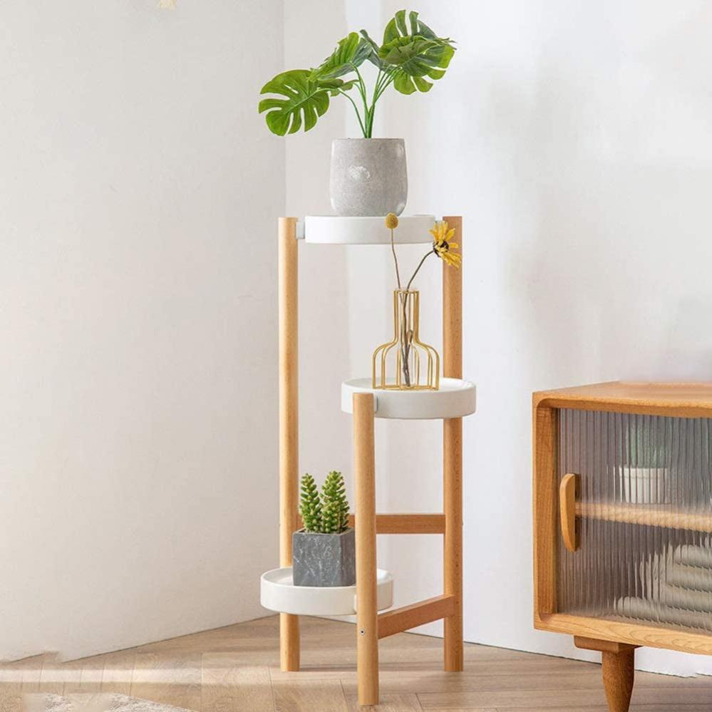 Porte Plante à 3 Niveaux Escalier Etagère Plantes sur Pieds Intérieur Extérieur pour Balcon - 2