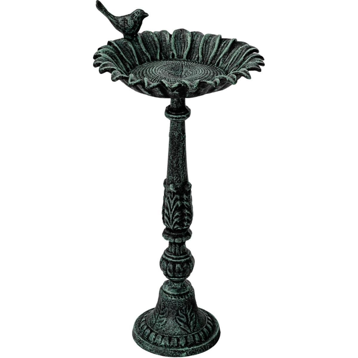 Bain D'Oiseaux Sur Pied Vintage - Diamètre 30cm, Métal, Design Feuille Ou Oiseau, Pour Jardin