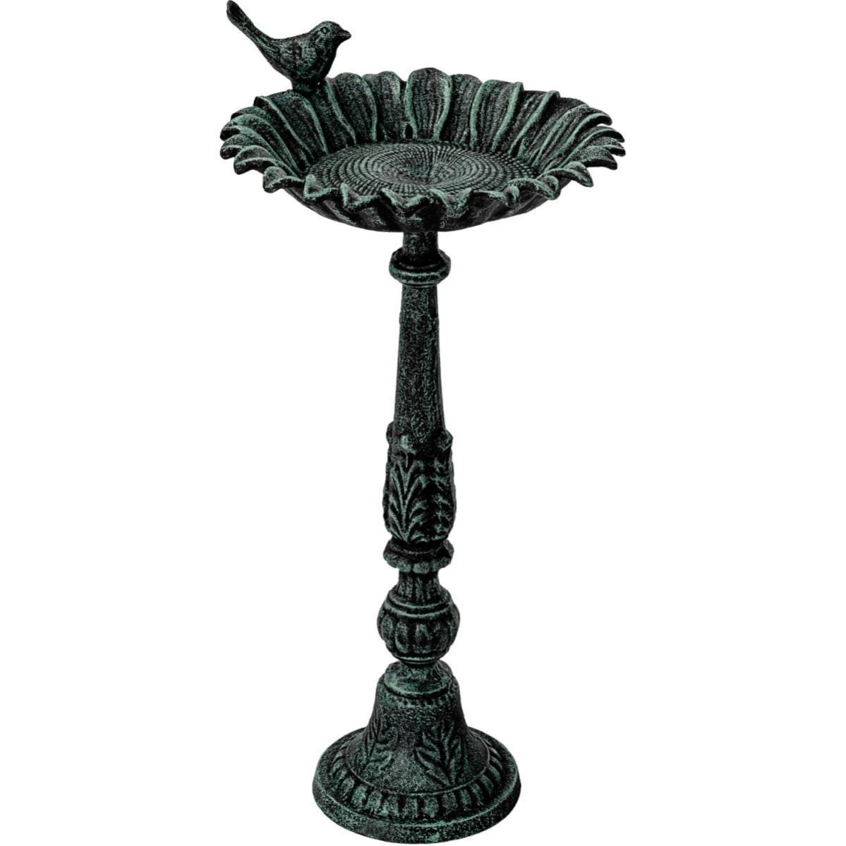 Bain D'Oiseaux Sur Pied Vintage - Diamètre 30cm, Métal, Design Feuille Ou Oiseau, Pour Jardin