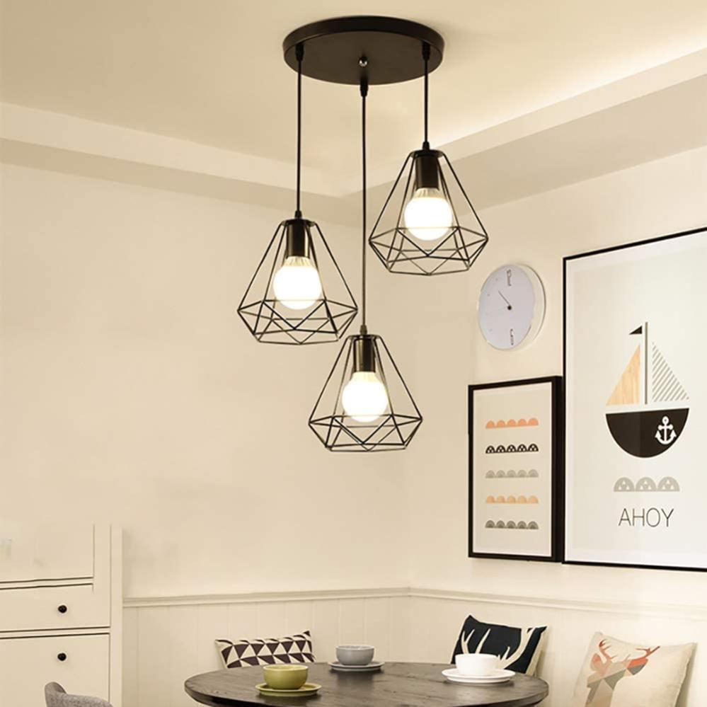 Suspension Plafond Industrielle E27 - Abat-jour Aluminium Noir Et Or - 60W - Style Vintage Pour Cuisine, Salon