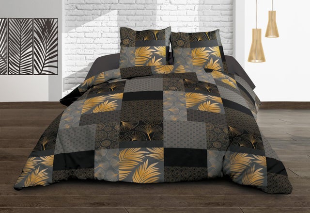 Parure Drap plat + drap-housse 140x190 + 2 T - Pur coton 57 fils - Doha