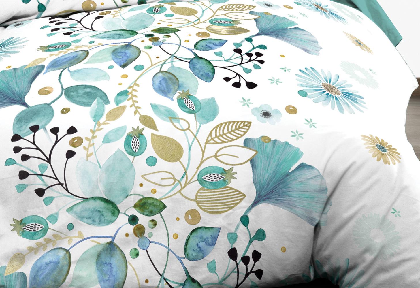 Housse de couette 240x260 + 2 taies - Pur coton 57 fils - Bloom - 2