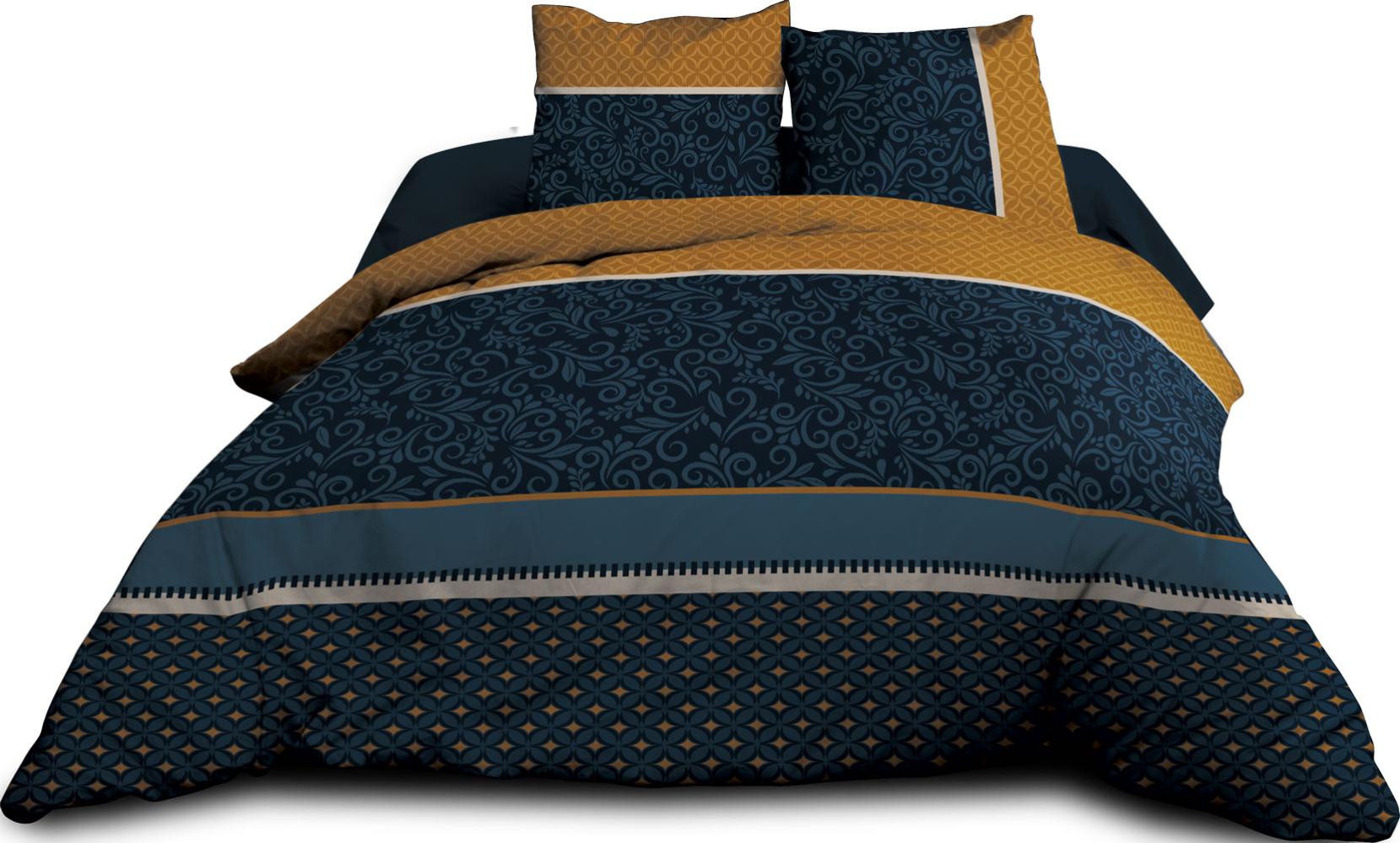 Parure Drap plat + drap-housse 140x190 + 2 T - Pur coton 57 fils - Alix - 3