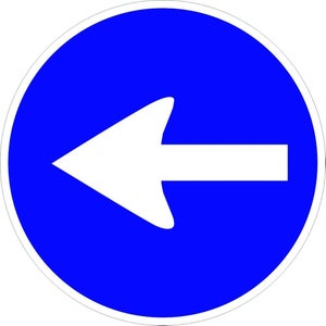 Domina la Tipología Azul: Guía Completa para Identificar las Señales Obligatorias R-400 en Lima y Arequipa. 2 señales circulares de fondo azul obligatorias R-400 en un esquema vial.