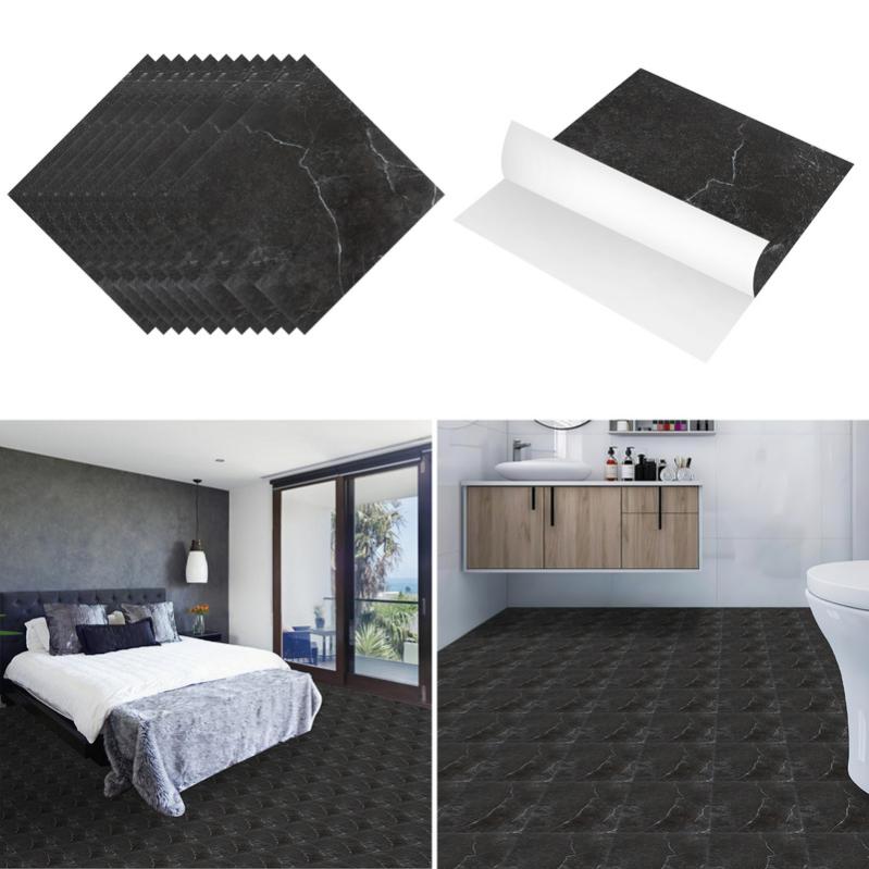 24 Pezzi Adesivi Per Piastrelle, Impermeabile PVC Autoadesivo Decorazione, Adesivi Pavimento In 2D Sottile Per Bagno Cucina Parete Fai Da Te (10X10CM - Foto 8