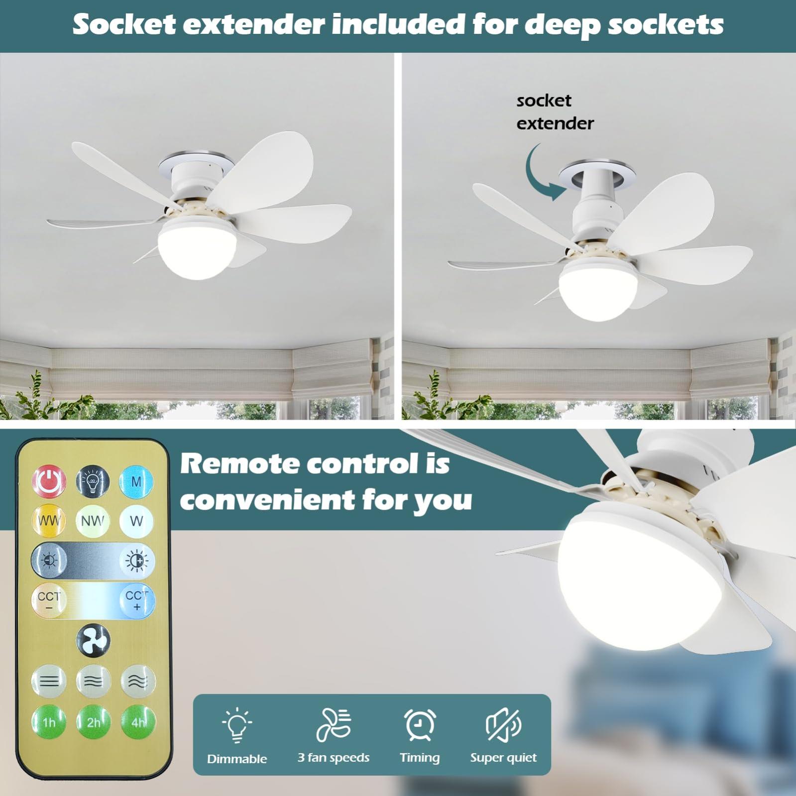 Ventilateur Plafond Avec Lumière LED - 78W - Télécommande - 6 Vitesses - Blanc