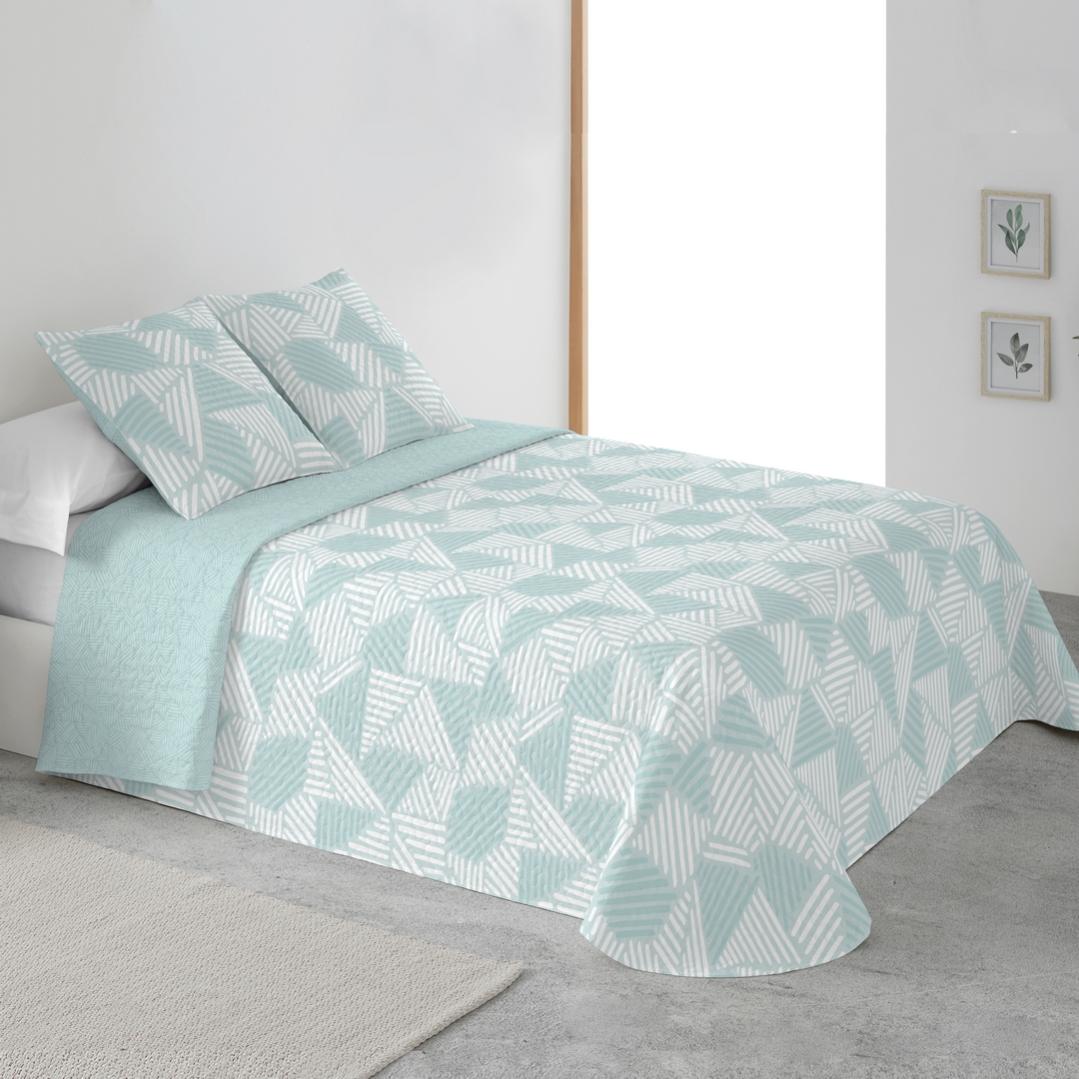 Colcha estampada reversible cosida carla agua cama 105 cm - 200x270 cm