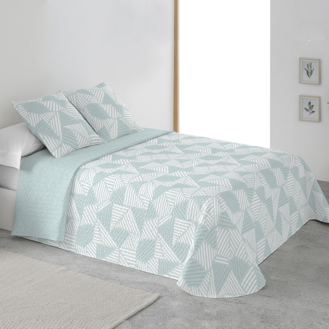 Colcha estampada reversible cosida carla agua cama 180 cm - 270x270 cm