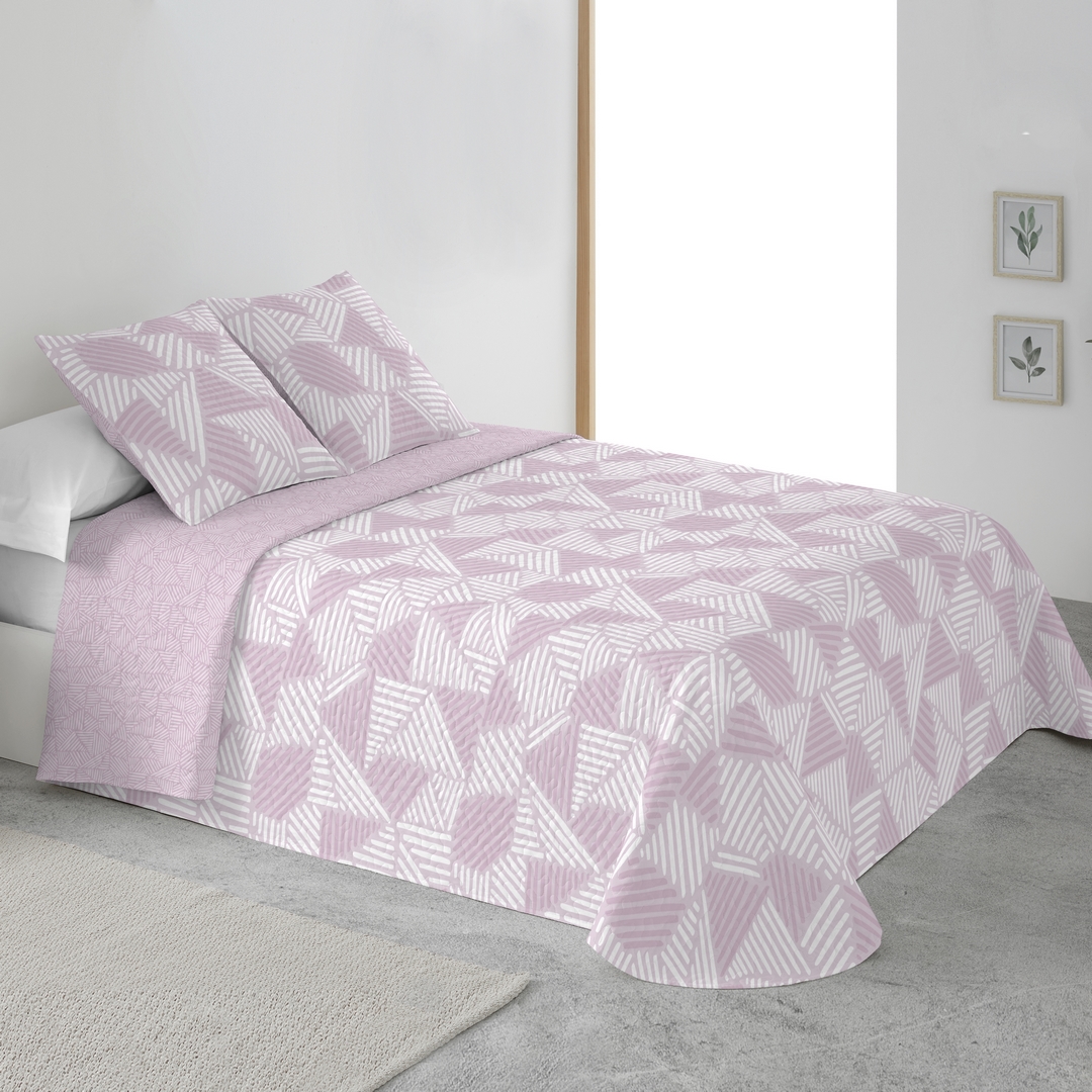 Colcha estampada reversible cosida carla rosa cama 105 cm - 200x270 cm