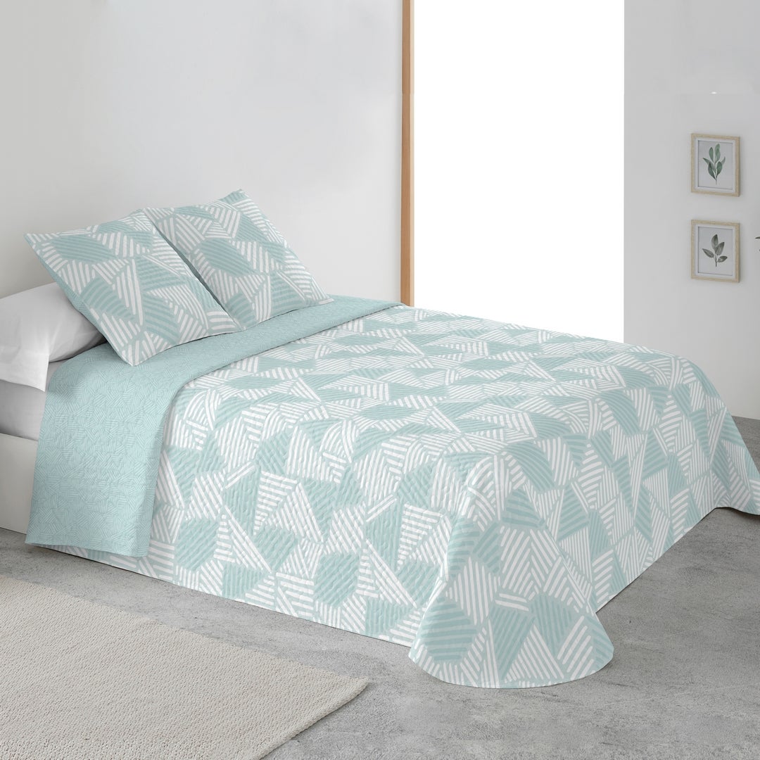 Colcha estampada reversible cosida carla agua cama 150 cm - 250x270 cm