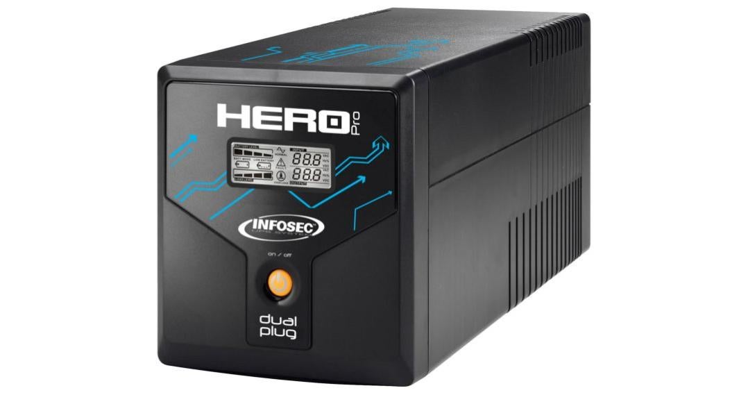Onduleur Infosec Hero Pro Dual Plug 1200 idéal pour poêles à granules/pellets & PC Puissant