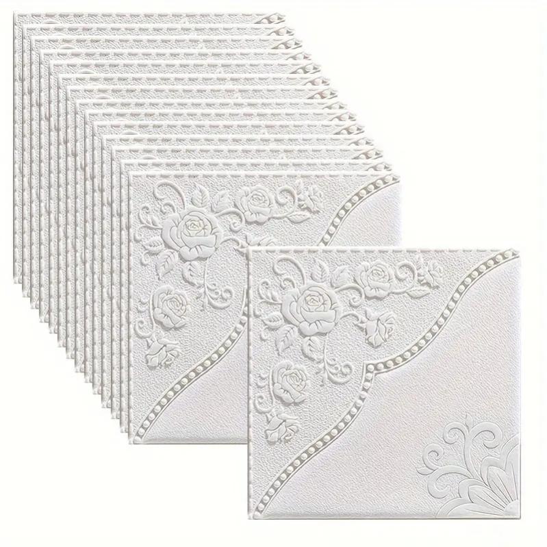 WoStick 10 Pcs Rose Sticker Carrelage Adhesif Mural 3d Cuisine Salle De