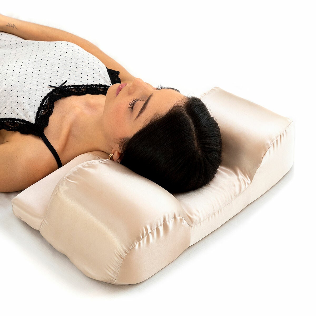 Oreiller Cervical AntiRides avec Housse en Satin Youthlow InnovaGoods Leroy Merlin