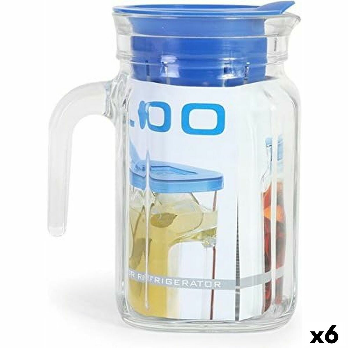 Carafe avec Couvercle et Doseur Borgonovo Igloo Carré Bleu 600 ml (6 ...