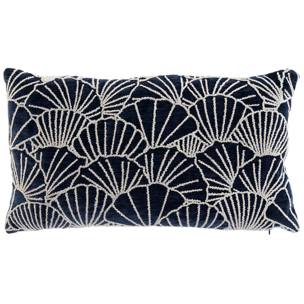 Coussin Traversin Bleu Marine Et Blanc – Lin, Style Vintage (NEUF)