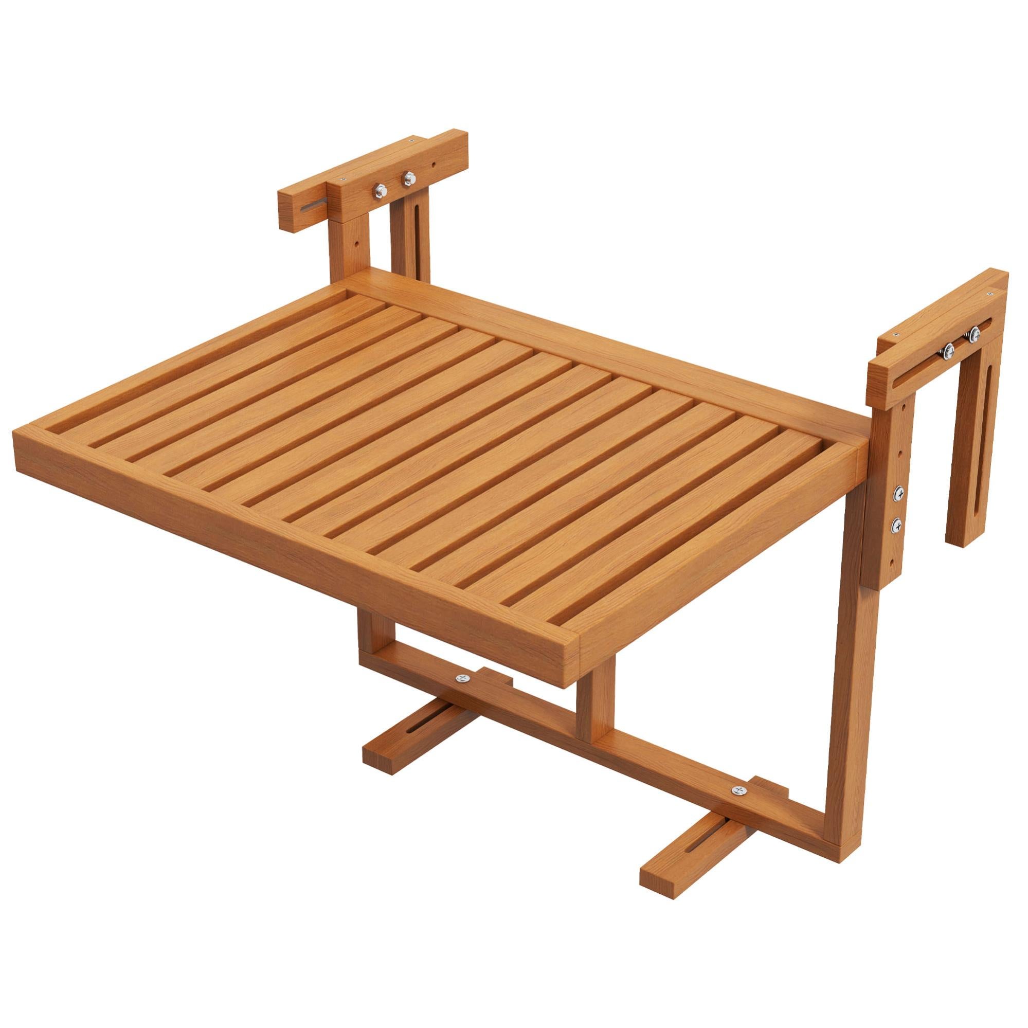 Tavolino Da Ringhiera Pieghevole Tavolino Da Balcone Regolabile Outsunny - Semicircolare Per Ringhiere, Nero 60x45cm Tavolino Ferro Nero - 3