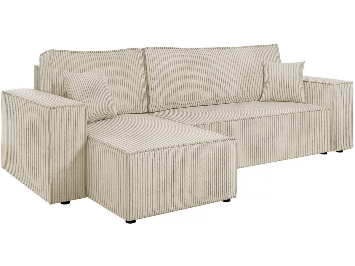 Canapé D'angle Convertible En Velours Côtelé