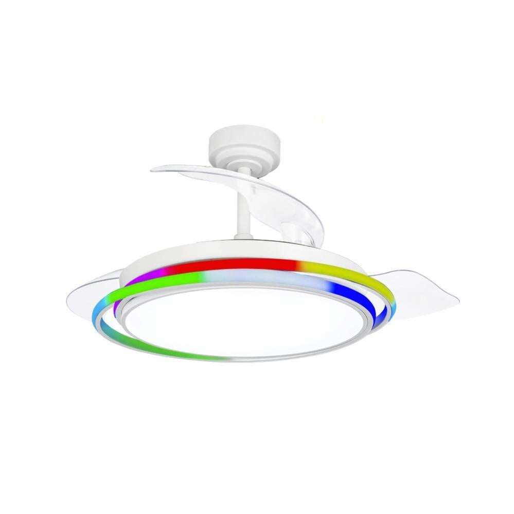 RGB Dimmerabile Ventilatore da Soffitto Luce con Telecomando, LED 36W Ventilatore da Soffitto Lampada con Musica Bluetooth APP, 50CM Bianco Ventilatore da Soffitto