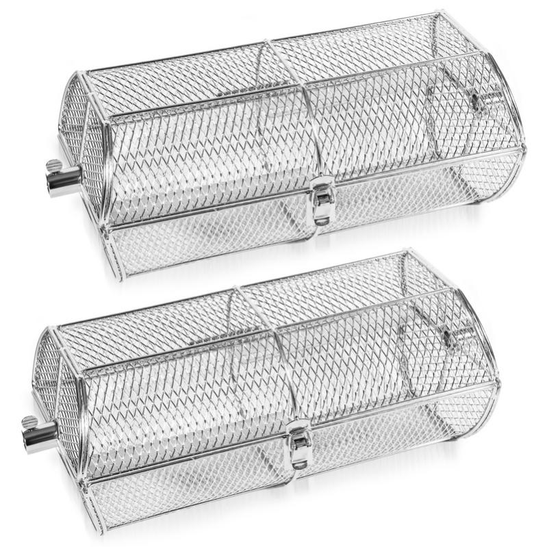 2 Paniers Roulants Pour Barbecue En Acier Inox 304 – Pour Légumes, Viande, Poisson, Cuisson Uniforme