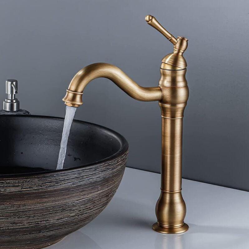 Grifo de lavabo retro mezclador giratorio de 360 Palanca unica de bano de la UE cano alto agua fria y caliente disponible bronce Leroy Merlin