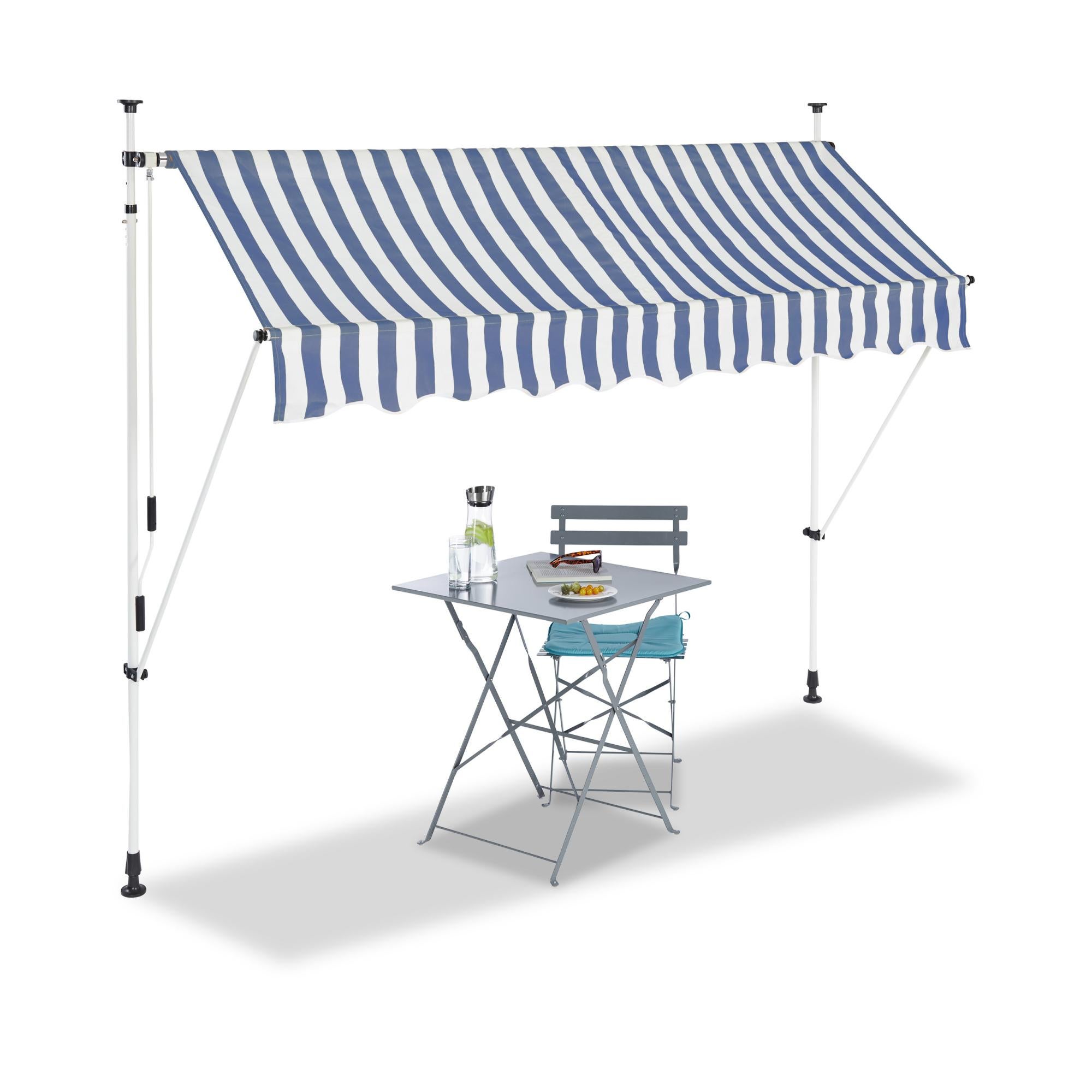 D&L Tenda Da Sole Retrattile Per Balcone – 250 Cm – Manuale Con Aste Telescopiche – Beige - 2