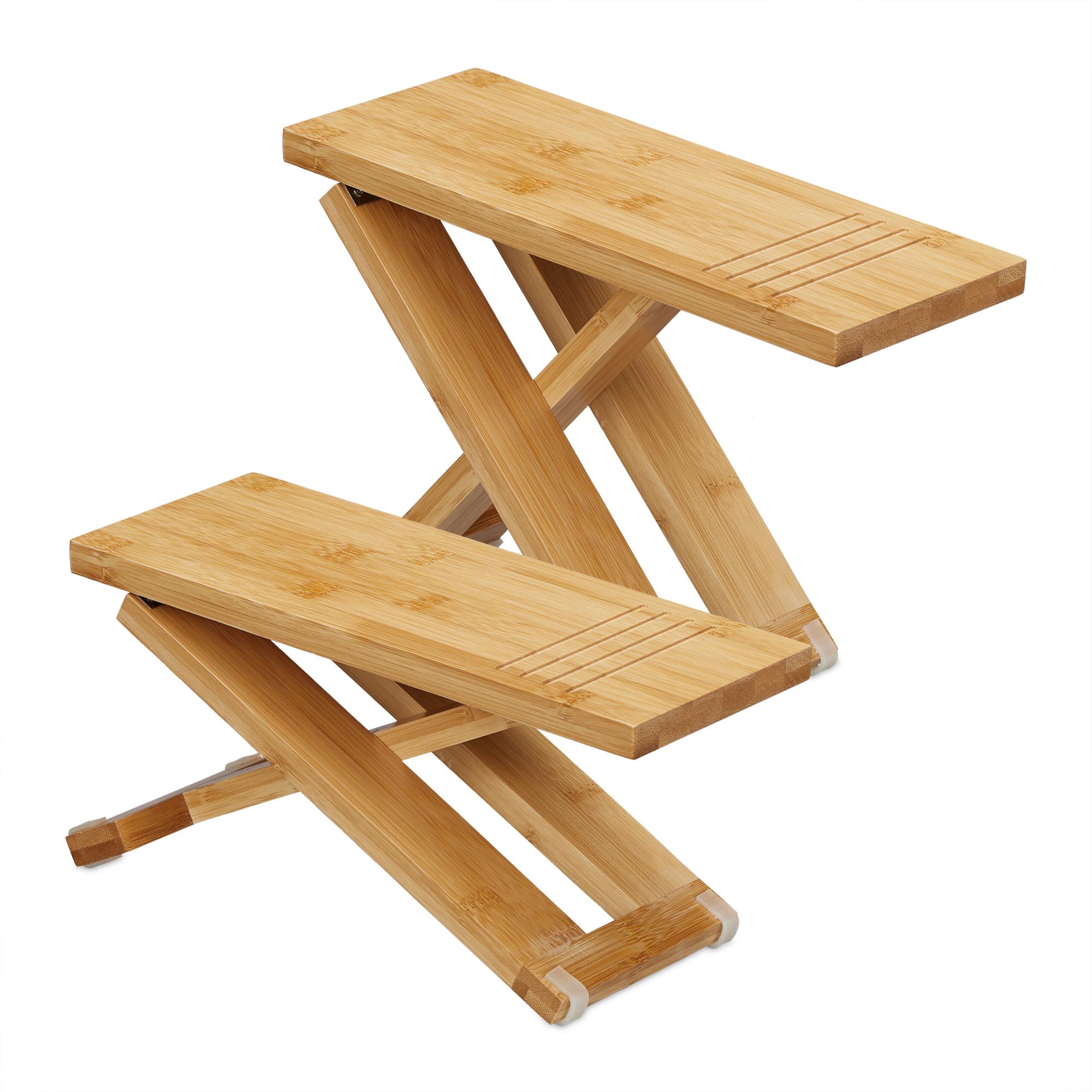 Tabouret Repose-pied Bois Noyer Relaxdays - 25.5x29.5x22cm - Pour Plantes Ou Appui-pieds
