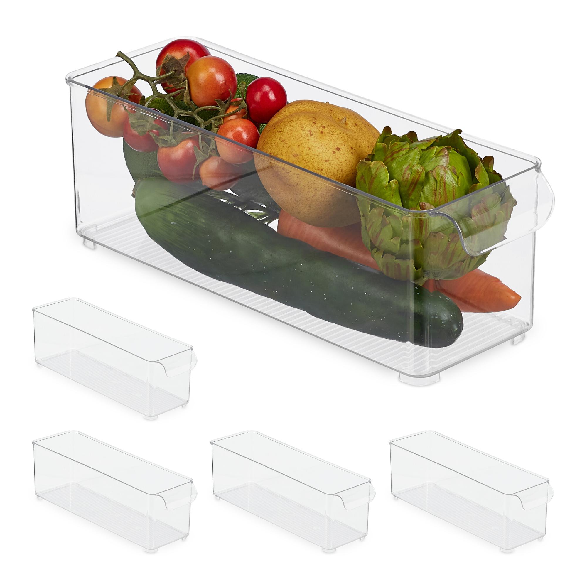 Organisateur Frigo Pavlleen 8 Pièces - Transparent Sans BPA - 4 Tailles Avec Poignées - Empilable