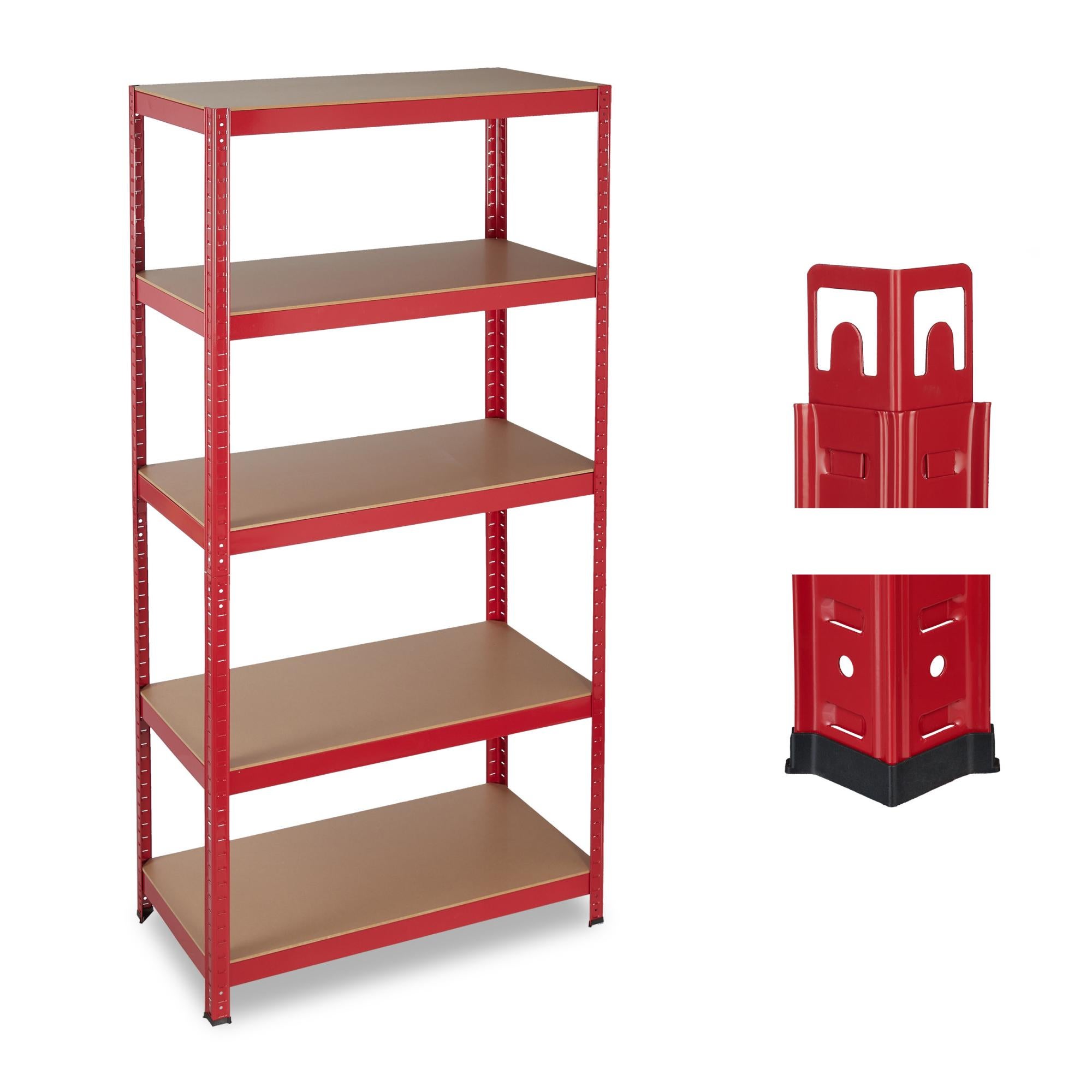Étagère à charge lourde, HxLxP 180x90x45 cm, capacité 1325 kg, 5 étages, cellier, cave, garage, acier, bleu, Relaxdays | Leroy Merlin