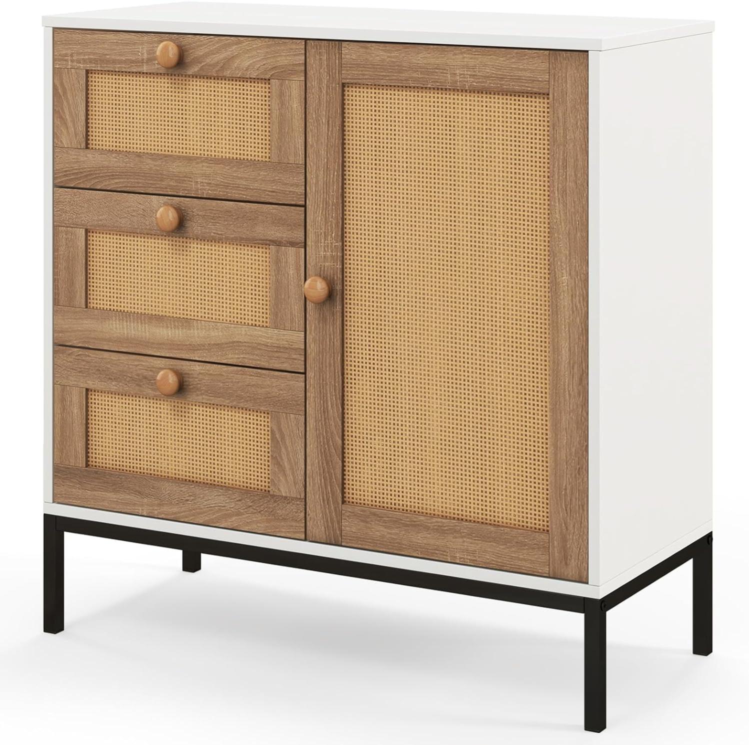 Commode 3 Tiroirs + étagères Ouvertes - Rangement Vertical Multicouleur - Neuf