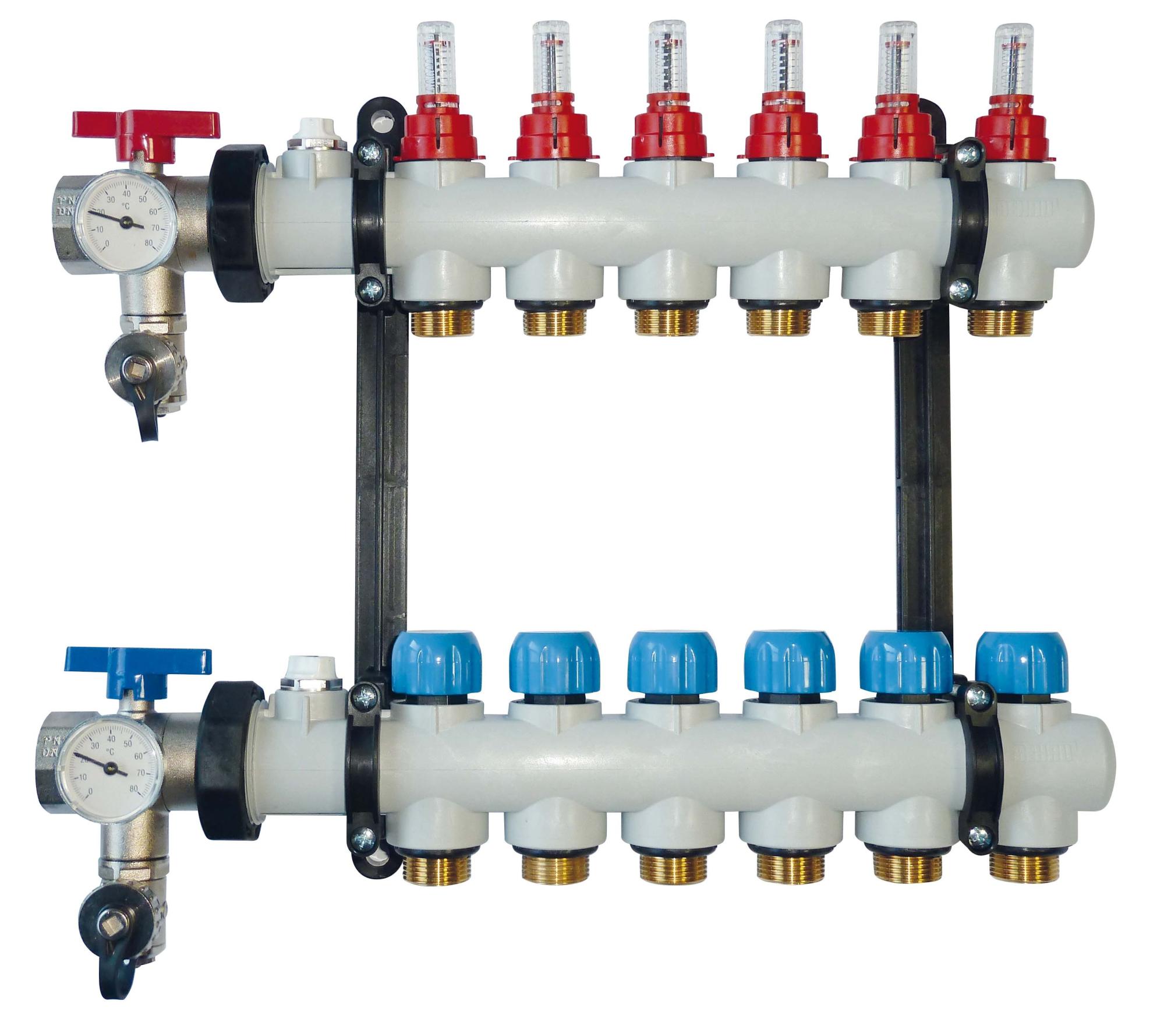 4 Collettori In Acciaio ZoneEZ Per Irrigazione - 2 Rami Principali X 1 (7 Centrale) - Raven SH4-2010-7