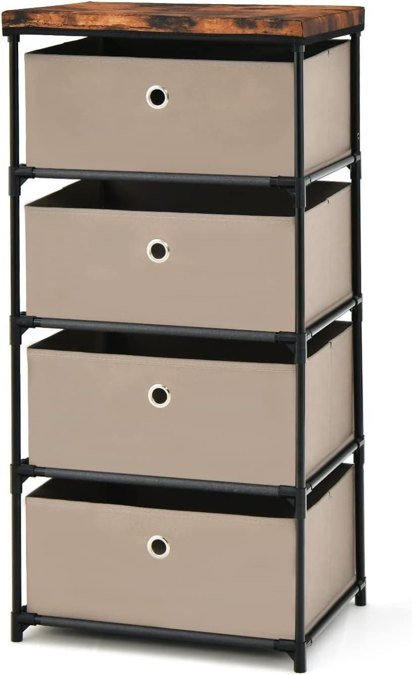 Commode de Rangement 4 Tiroirs, Meuble de Rangement avec Tiroirs en ...