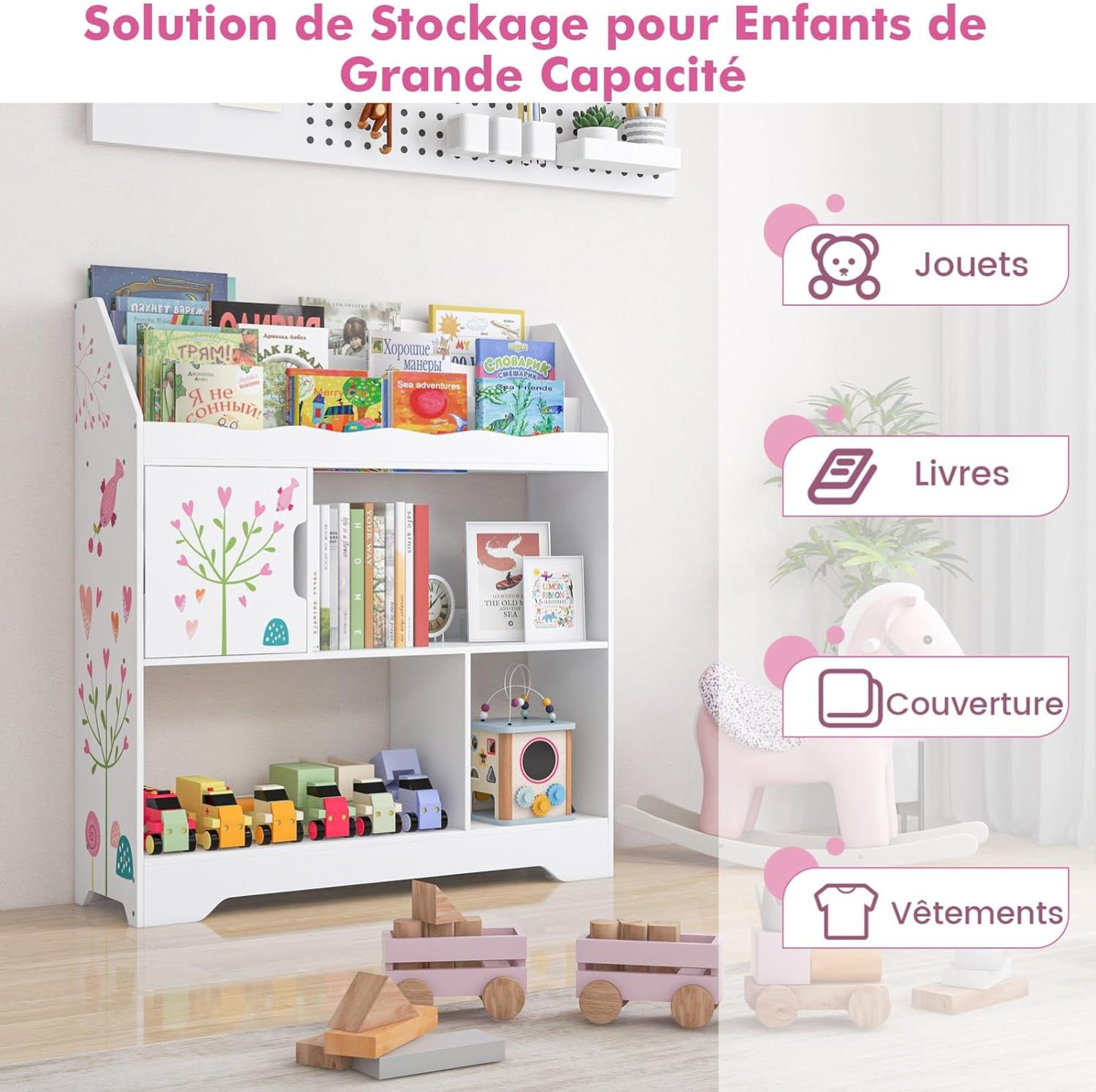 CWU Bibliothèque en bois Meuble de rangement à 5 casiers 80x30x61cm (L
