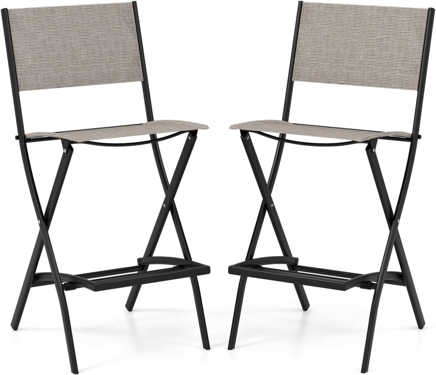 URBNLIVING Lot De 4 Chaises De Jardin Pliables - Extérieur, Camping, Terrasse, Piscine - Anthracite 79x41,5 Cm
