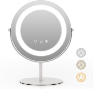 Miroir sur Pied Maquillage,Miroir Lumineux Maquillage Ronde Dia.25 Cm,Miroir Coiffeuse pour Chambre